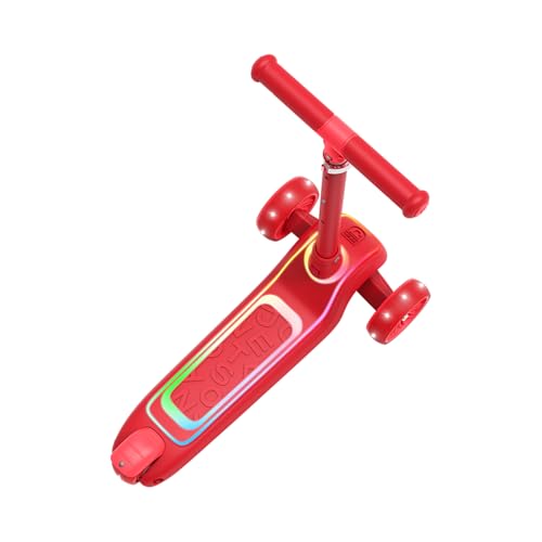Jetson Halos Three-Wheel Light Up Kick Scooter, Light up Stem & Wheels, Height Adjustable Handlebar, Rear Brake, Ages 3+, JHALOS-RED