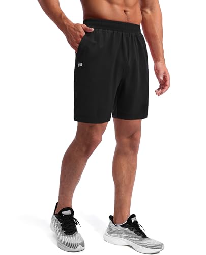 X-Large Men's 2-in-1 Running Shorts 7 Inch Inseam Quick Dry Gym Sports with Phone Pockets - Black
