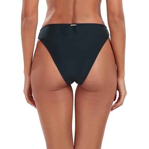 RELLECIGA Women's Cheeky Mid Waisted High Cut Bikini Bottoms