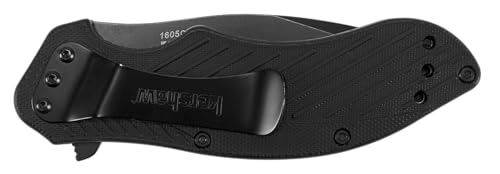 Kershaw Clash Black Serrated Pocketknife, 3" 8Cr13MoV Steel Drop Point Blade, Assisted One-Handed Flipper Opening, Folding Utility EDC
