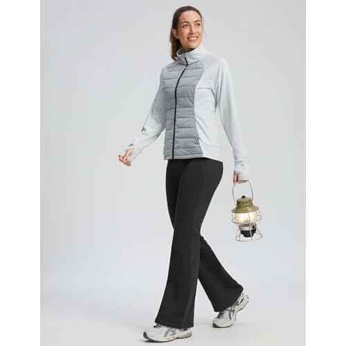 Seamaid Women's Fleece Lined Pants 30" Winter Thermal Flare Leggings Warm Insulated Bootcut Pants Pockets Water Resistant