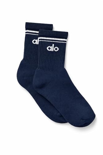 Unisex Throwback Crew Socks Navy White - Classic Stripe Comfort