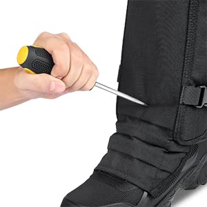 IceBlade Snake Chaps, Full Leg Protection from Snake Bites, Waterproof Hunting Gear, Adjustable Size Snake Guard Gaiters for Legs, Briar Thorns, and Brush, Durable Snake Bite Defense (Black)