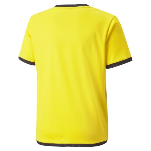 Unisex Child Sports Jersey T-Shirt - Puma Teamliga, Cyber Yellow & Black, Large US