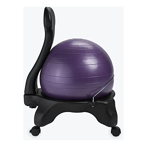 Gaiam Classic Balance Ball Chair ? Ergonomic Stability Chair for Desk & Office | Yoga Ball Seat with Base, Air Pump, & Exercise Guide | Improves Posture & Core Strength (300 lb Capacity)