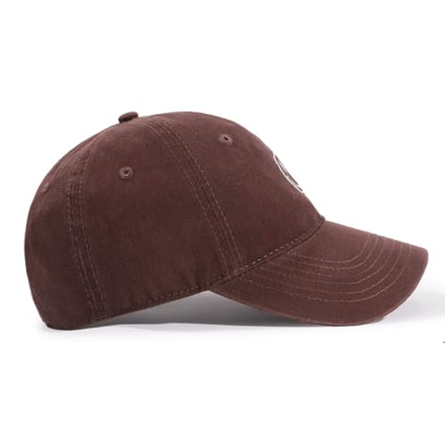 Unisex Brown Vintage Washed Cotton Baseball Cap - Adjustable Low Profile Dad Hat