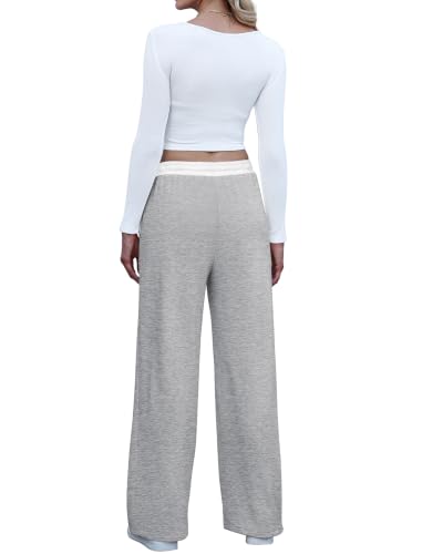Women Wide Leg Baggy Lounge Sweatpants - Medium, Grey