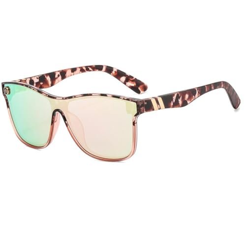 1pc Streamlined Sunglasses With Metal Decoration, Personality Gradient, Outdoor Cycling Sunglasses, Fashion Eyewear(Leopard print)