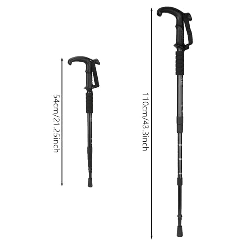 Zheararm Foldable Trekking and Hiking Pole Adjustable Telescopic 4-Section Hiking Poles, Lightweight Aluminum Trekking Poles for Hiking, Backpacking (Black)