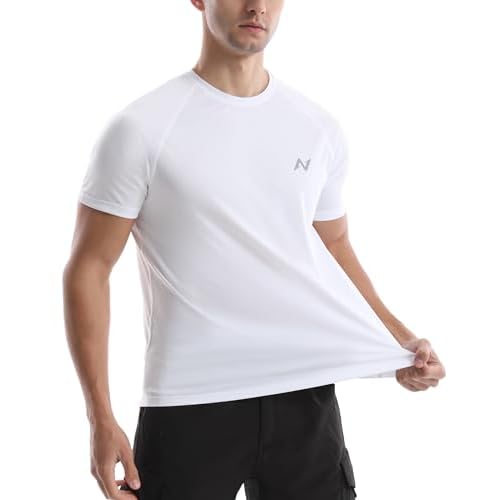 isnowood UPF 50+ Swim Shirts for Men, Sun Protection Short Sleeve Rash Guard Mens Quick Dry Surf Athletic Beach Shirt