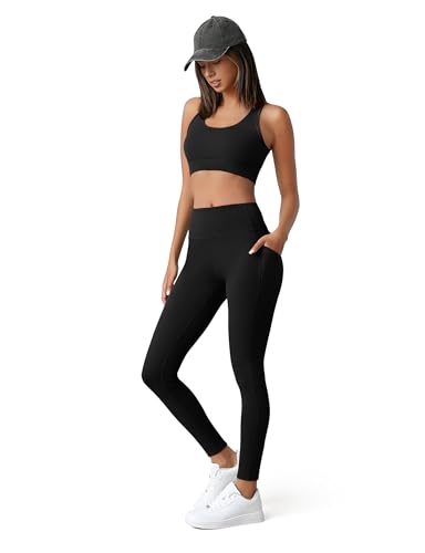 High Waisted Tummy Control Yoga Leggings with Pockets - Full Length 2 Pocket Black+Leopard+Camo