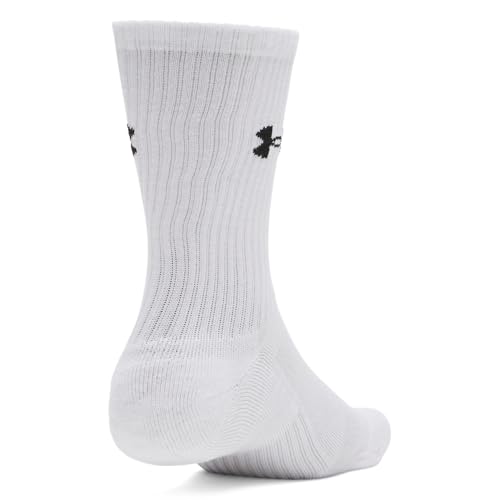 Unisex Performance Cotton Crew Socks 3 Pack Large White & Black