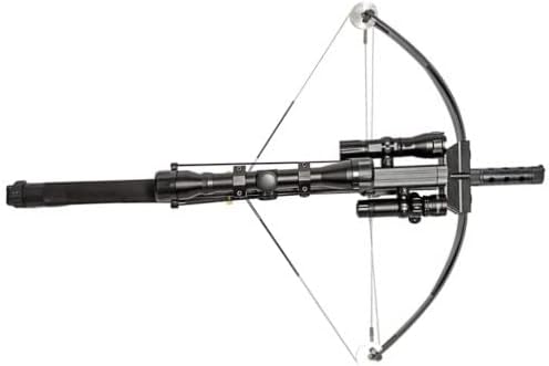 120lbs Steel Ball WT4 Repeating Crossbow with Tactical Package. Includes a Flashlight, Scope and red Beam Aimer.