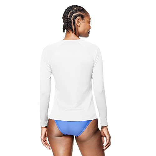 Women's UV Swim Shirt Long Sleeve Rashguard - Medium Solid White