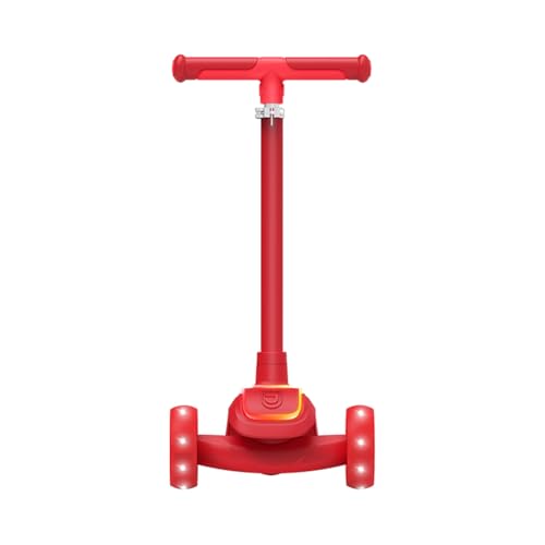 Jetson Halos Three-Wheel Light Up Kick Scooter, Light up Stem & Wheels, Height Adjustable Handlebar, Rear Brake, Ages 3+, JHALOS-RED