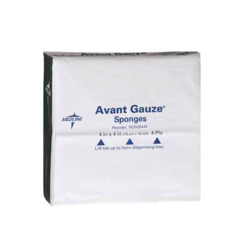 Medline Avant Gauze Sponges, Non-Woven, Non-Sterile, 4x4 inches, 4 Ply - Premium Quality Wound Care, 2500 Count
