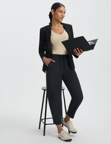 Women’s Wide Leg Barrel Pants with Zipper Pockets - Black, Large