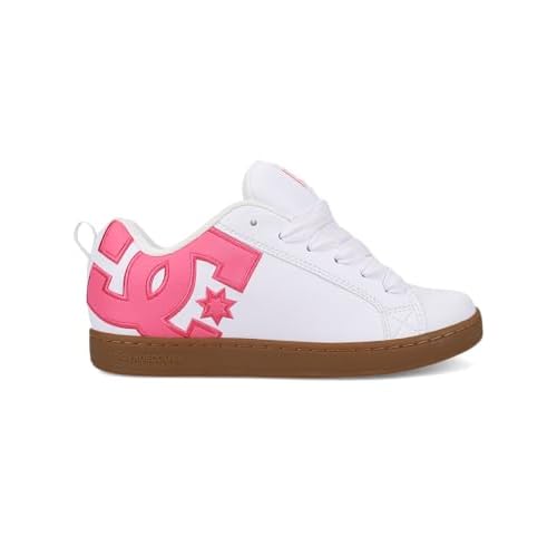 DC Women's Court Graffik Sneaker, White/Pink/Gum, 8