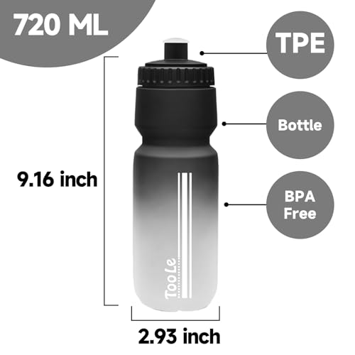 TooLe 24oz Bike Water Bottle Set - Black+Black Variation