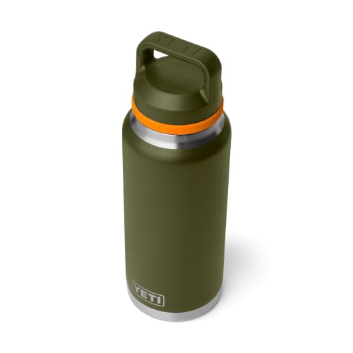 YETI Rambler 36 oz Water Bottle - Olive/King Crab Orange, Vacuum Insulated, Leakproof Stainless Steel with Chug Cap
