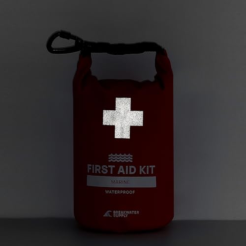 Marine Waterproof First Aid Kit with 100 Supplies for Boats and Water Activities
