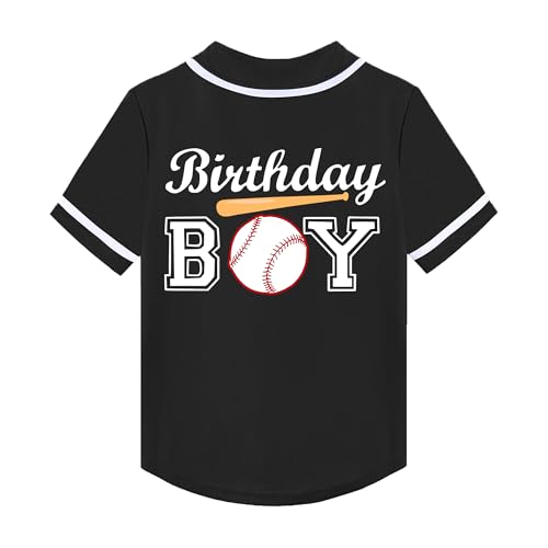 Kids Baseball Jersey Birthday Boy Shirt Black 8th / 8 Years Old Personalized Sport Party Tee