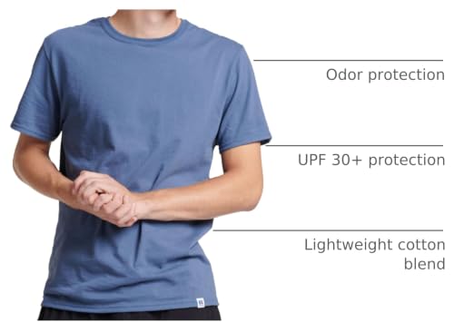 Men's Dri-Power Short Sleeve Tee - Moisture Wicking, Odor Control, UPF 30+ - XX-Large Vintage Blue