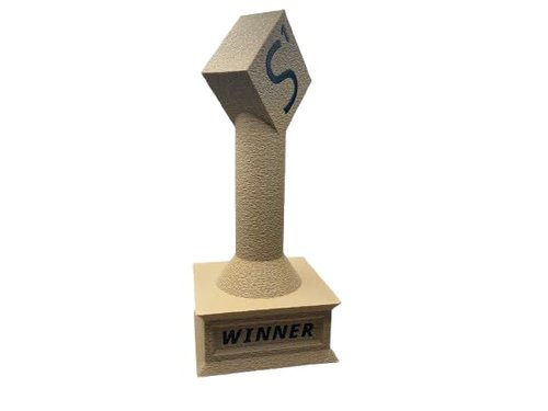 Word Game Trophy, 8" Tall, Family Board Game Award, Beige