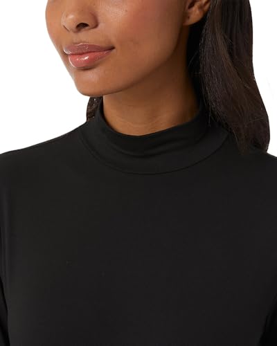 Women's Cozy Heat Base Layer Mock Neck Top Black Medium - Thermal Long Sleeve Shirt for Winter Layering