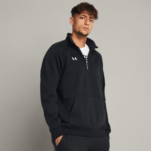 Under Armour Rival Fleece 1/4 Zip Hoodie - Medium Black White