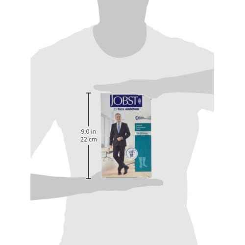 JOBST forMen Ambition Knee High with SoftFit Technology Band, 20-30 mmHg Ribbed Dress Compression Socks, Closed Toe, 3 Regular, Navy