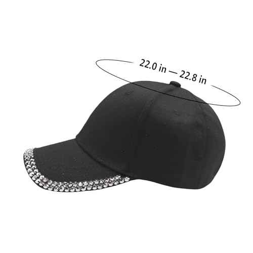 Shiny Rhinestone Brim Baseball Cap for Women Girls Bling Hats Sparkle Ponycap Trucker Hat Summer Outdoors Sun Cap