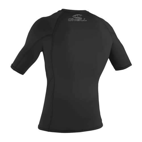 O'Neill Wetsuits Men's Basic Skins UPF 50+ Short Sleeve Rash Guard, Black, Large