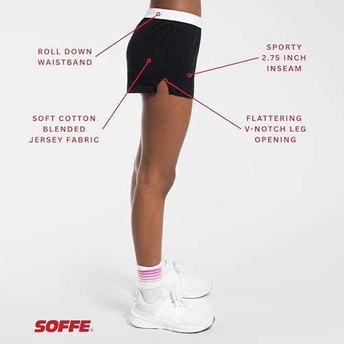 Soffe Youth Cheer Shorts – Medium / Black, 2.75" Inseam, 3 Pack