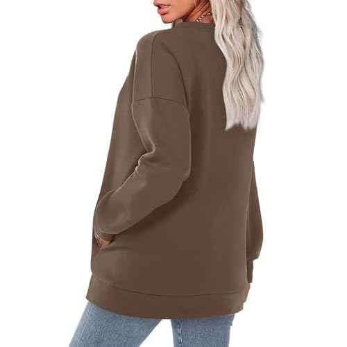 WIHOLL Crewneck Sweatshirts Women Long Sleeve Tops 2025 Fall Fashion Clothes Winter Pullover with Pockets S-2XL