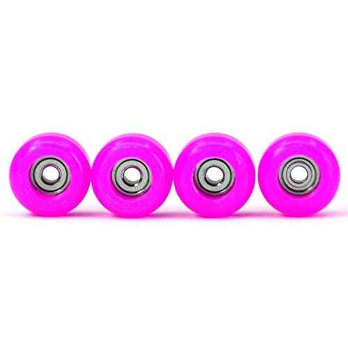 Teak Tuning CNC Polyurethane Fingerboard Bearing Wheels, Pink - Set of 4 Wheels - Durable Material with a Hard Durometer