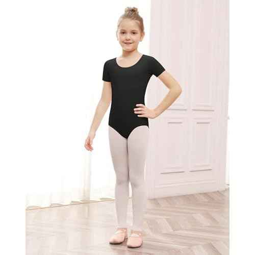 Stelle Leotards for Girls Ballet Scoop Neck Short Sleeve Leotard Gymnastics Dance Unitards