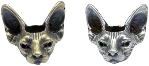 2pcs Sphinx Cat Brass Bead Paracord Lanyard Cord Beads Pendant Charms Pendant for Knife Lanyard Cord Bracelet Keychains EDC DIY Accessories