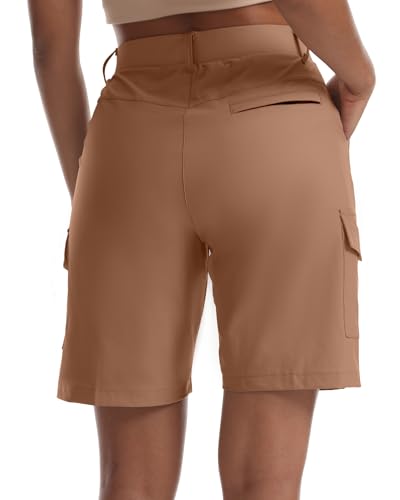 Women's Lightweight Cargo Shorts - Quick Dry Hiking Workwear Large Mocha