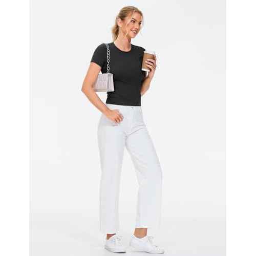 THE GYM PEOPLE Women's Workout Tops Short Sleeve Slim Fit Breathable Athletic Yoga Running Casual Basic Tee Shirts