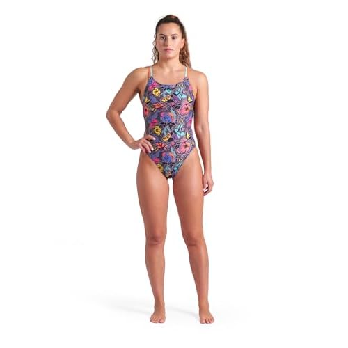 ARENA Women's Performance Vivid Repeat Swim Lace Plus Back One Piece Swimsuit