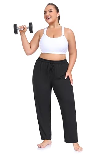Plus Size Women's Yoga Pants with Pockets - Black, 3X, Lounge & Joggers