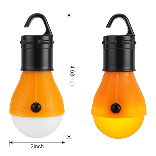 4 Pack Camping Light Bulbs with Amber Yellow Color, Bug Resistant Portable Lantern for Kids & Outdoor Activities