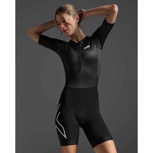 2XU Women's Core Sleeved Trisuit - One Piece Triathlon Suit for Cycling, Swimming and Running