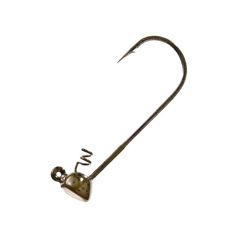 Buckeye Lures Magnum Spot Remover Jig Head with Heavy-Duty Spring & Nickel Hook - Green Pumpkin 1/4 oz, 5 Pack