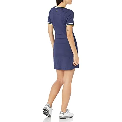 Callaway Women¡¯s V-Neck Colorblock Short Sleeve Golf Dress with Truesculpt, Stretch Fabric, Moisture-Wicking, Sun Protection