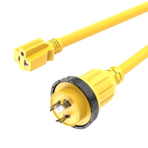 15FT Marine Shore Power Extension Cord - NEMA L5-30P to 5-20R Heavy Duty