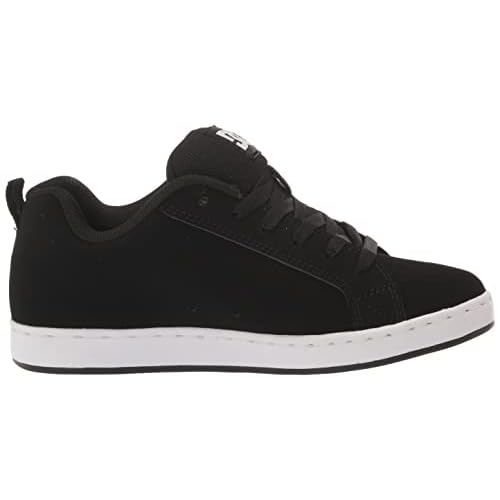 DC Women's Court Graffik Casual Low Top Skate Shoe, Black/White Stencil, 6