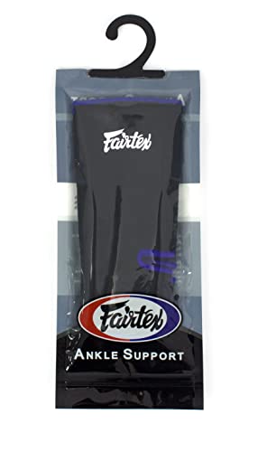 Fairtex AS1 Elastic Ankle Guard Black Blue Small-Medium - Muay Thai Kickboxing Support