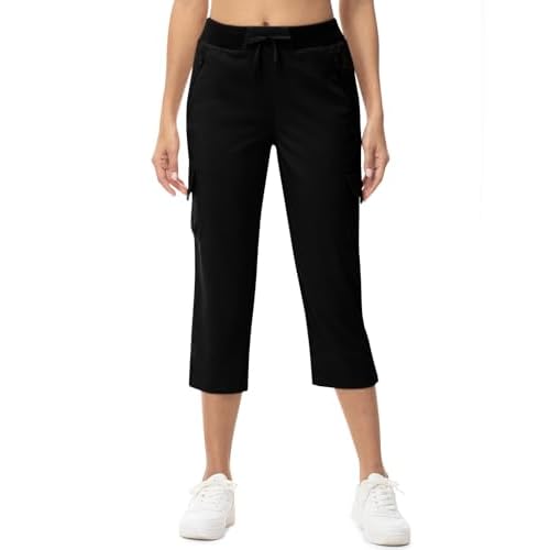 TBMPOY Women's Capri Pants Lightweight Quick Dry Hiking Cargo Pockets Casual Water Resistant Travel Cropped Cotton